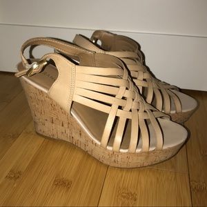 Nude Wedge Sandals
